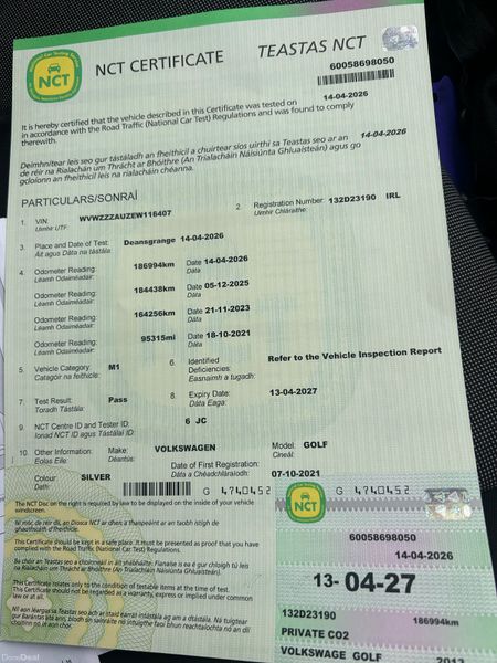 Volkswagen Golf 2013 NCT 04/27 385025098