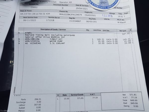 AUDI A4..F/S/H..NCT TODAY.. 140 BHP 385256770