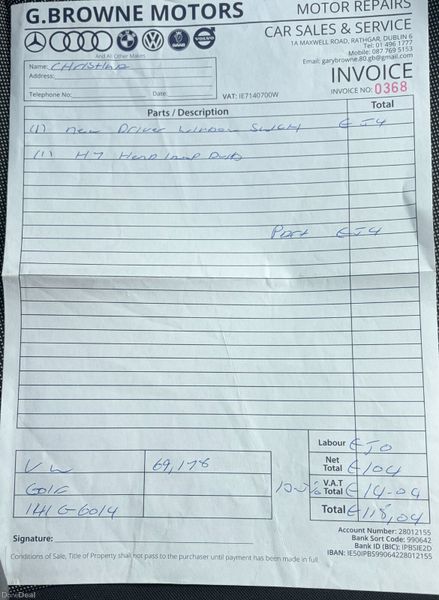 2014 VW Golf 1.6TDI BLUEMOTION Nct 09/27 Tax 10/26 398648050