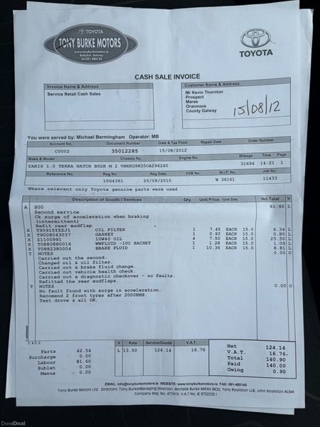 2010 Toyota Yaris 1.0 VVT-I Nct 04/27 Tax 09/26 398977894
