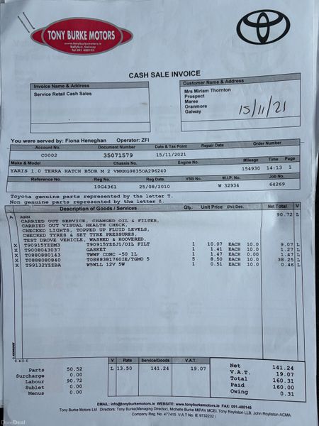 2010 Toyota Yaris 1.0 VVT-I Nct 04/27 Tax 09/26 399067354