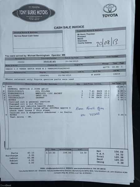 2010 Toyota Yaris 1.0 VVT-I Nct 04/27 Tax 09/26 399067362