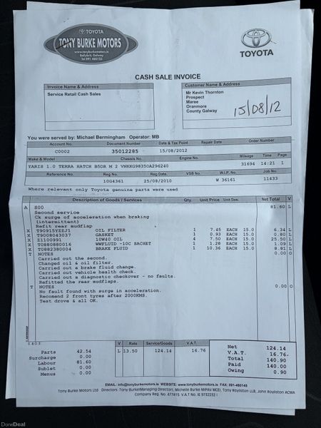 2010 Toyota Yaris 1.0 VVT-I Nct 04/27 Tax 09/26 399067364