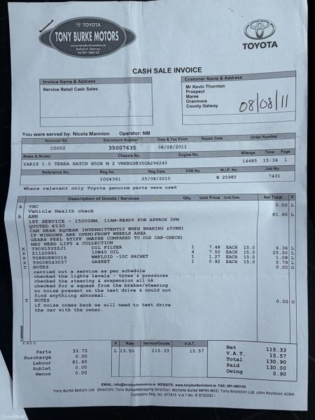 2010 Toyota Yaris 1.0 VVT-I Nct 04/27 Tax 09/26 399298040