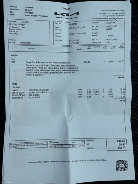 2019 Kia Rio 1.25 K2 Nct 06/27 Tax 02/27 399525018