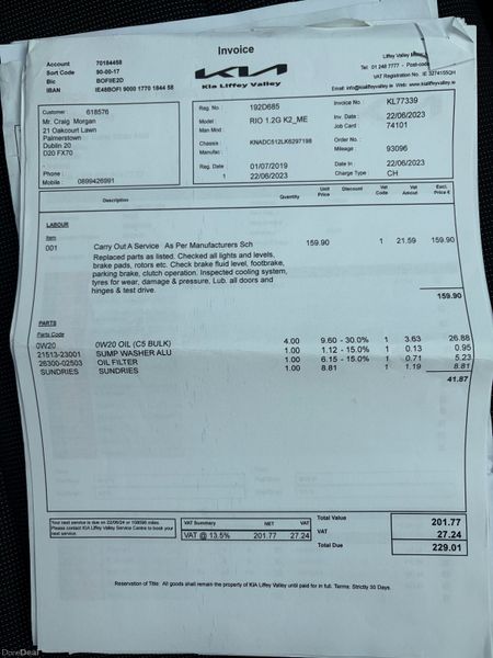2019 Kia Rio 1.25 K2 Nct 06/27 Tax 02/27 399525022