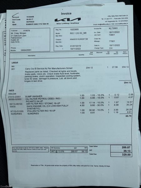 2019 Kia Rio 1.25 K2 Nct 06/27 Tax 02/27 399525024
