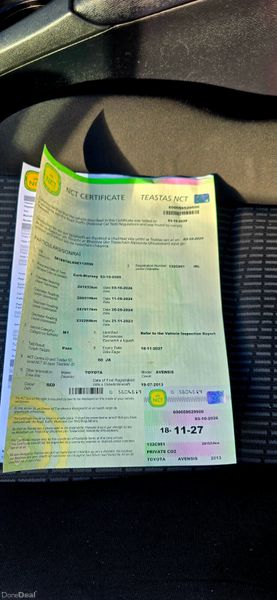 Toyota Avensis 2013 New Nct 11.2027 tax 12.2026 400085314