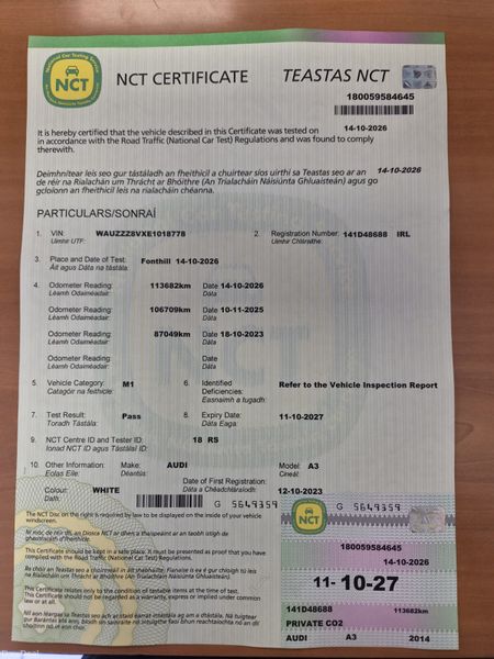 Audi A3 2014 AUTO/NEW NCT10/27 & TAX 400930506