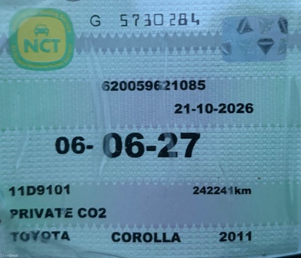 2011 Toyota Corolla 1.4 D-4D Nct 06/27 Tax 01/27 402010146