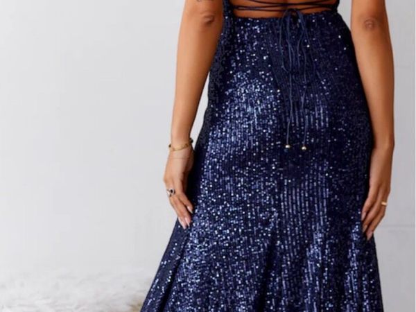 chinese dress ladies Layney Sequin Mini Dress Navy