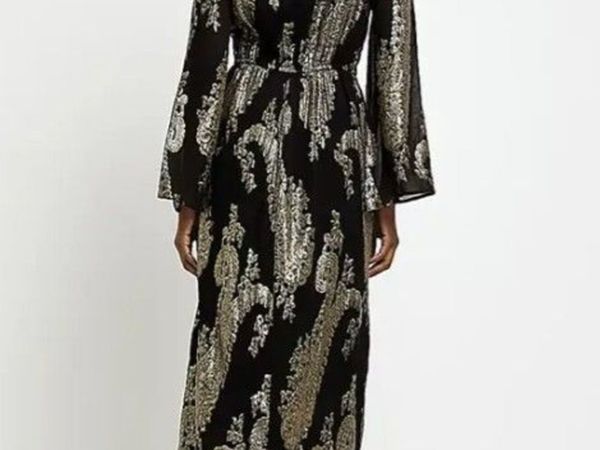 black and gold river island dress Steve Madden Women's Short Sleeve Hailee Dress Mesh Dresses - Hot Spots Print - Size Large main image 0