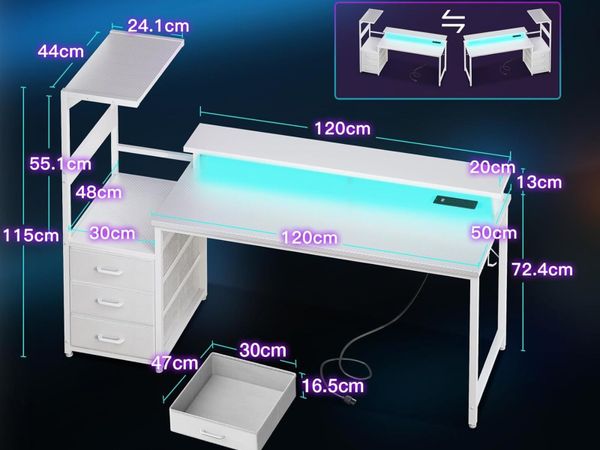150x50 cm Gaming Desk with LED Lights Power for sale in Dublin for €219 ...