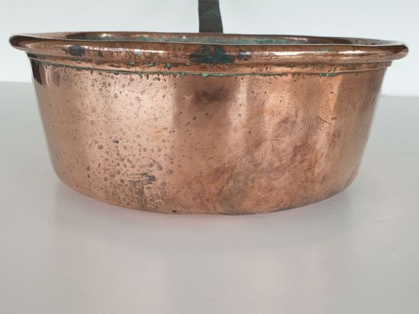 Copper saucepan large diameter 28 cm antique - Main image