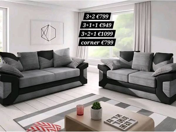 Dino L Shaped Jumbo Cord Fabric Sofa - Main image