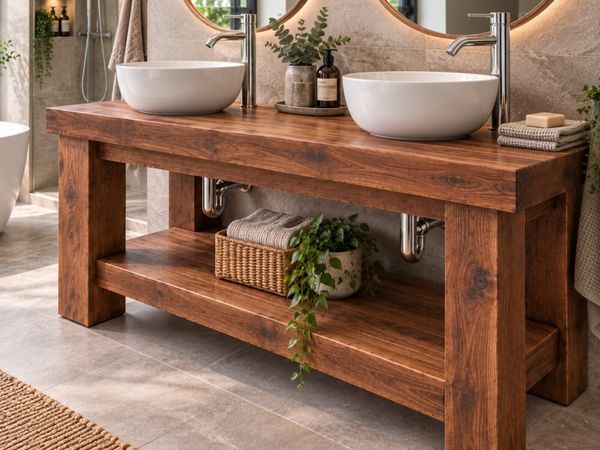 Handmade Rustic Bathroom Double Vanity - 1500mm - Main image