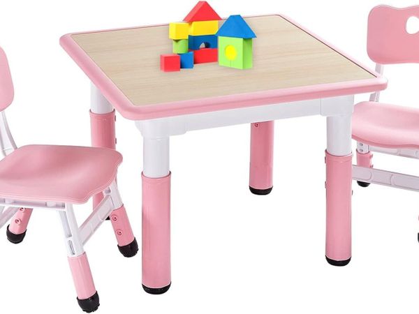 Kids Table and 2 Chairs Set Height Adjustable - Main image