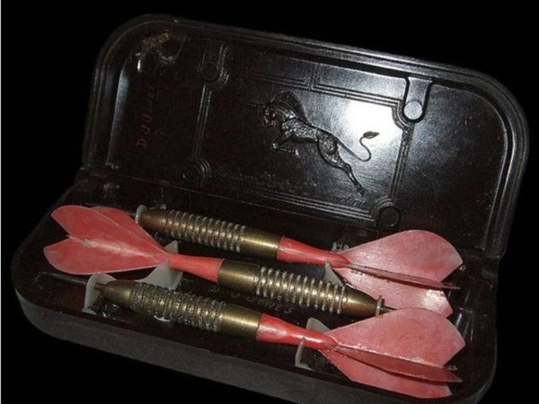Vintage 1960s Brass Darts Set & Case-Pristine - Main image