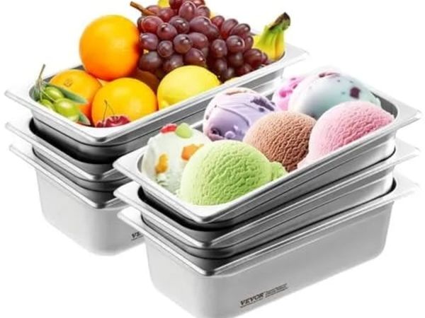 6 Pack Hotel Pans, 1/3 Size Anti-Jam Steam Pan, 0. - Main image