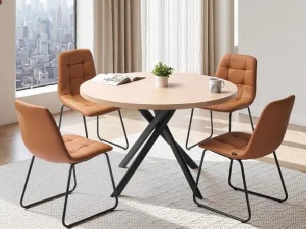 5-Piece Dining Table Set, Space-Saving Round Kitch - Main image