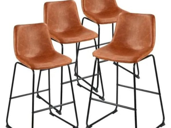 Bar Stool Set of 4, 65cm Counter Height Stools, Mo - Main image