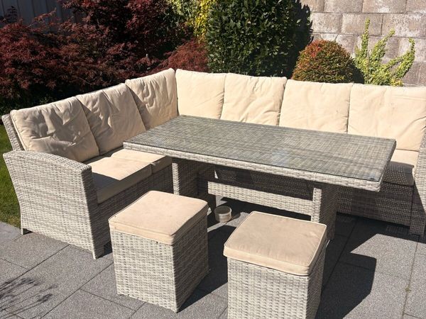 Rattan Corner Sofa & Dining Table Set - Main image