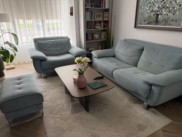 Sofa Bed, Large Armchair & Footstool – Good Condit - Main image
