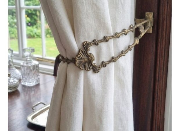 Vintage Ornate Brass Curtain Tiebacks 4 - Main image