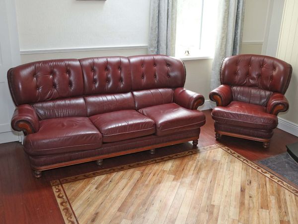 100% Genuine leather 3 seater + 2 armchairs - Main image