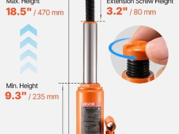 Hydraulic Bottle Jack, 10 Ton Load Capacity - Main image