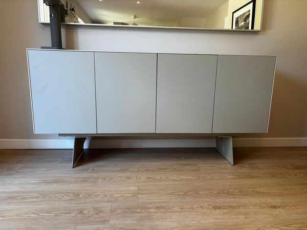 Modern Grey Sideboard w/ Marble-Effect Top & Sides - Main image