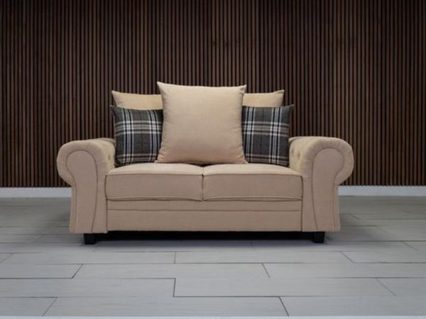 Verona 2 Seater Grey & Beige Fabric Sofa - Main image