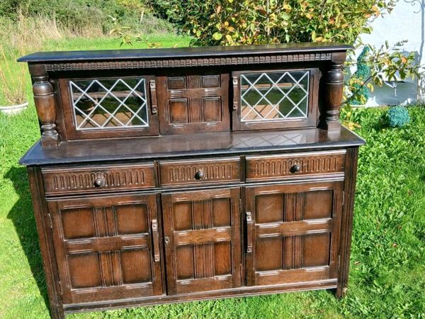 Vintage Tudor Style Dark Oak Dresser - Main image