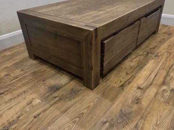 Coffee table solid wood with drawers heavy unique table - Main image