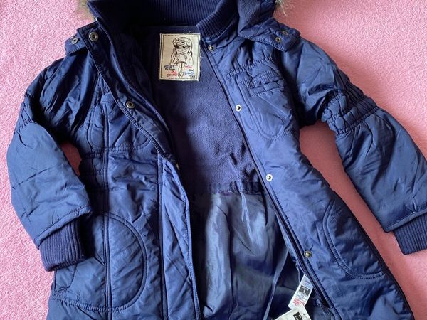 Brand New  Girl’s Navy Long Line Winter Coat - Main image