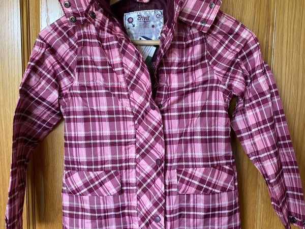 Brand New Girl’s Outdoor Pink Tartan Raincoat - Main image