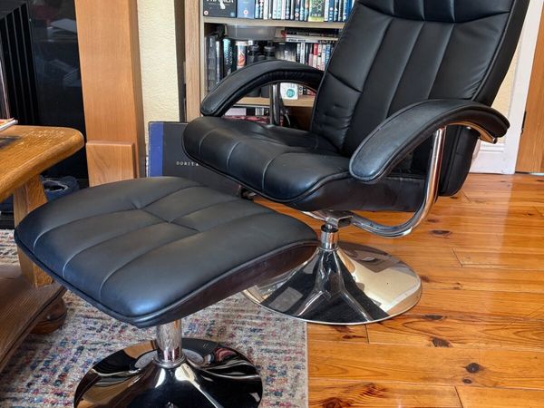 Black swivel chair and matching footstool - Main image
