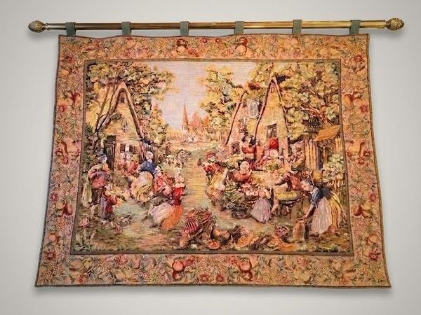 Vintage French "Fete Champetre" Village Festival Tapestry - Main image