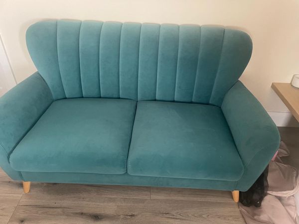 Green velvet 2 seater sofa - Main image