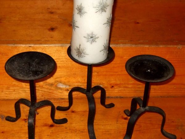 Vintage Wrought Iron Tripod Candle Holders - Main image