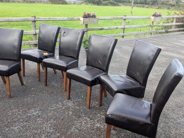 6 x leather dining chairs - Main image
