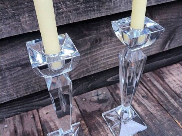 Vintage Galway Crystal Candlestick Holders (Pair) - Main image