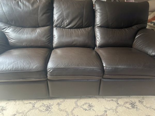 Brown 3 piece Recliner Leather Sofa/ Couch - Main image