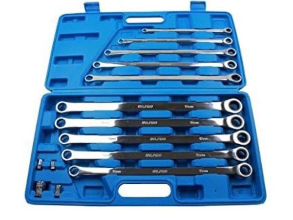 Brand New 10Pc Extra Long Double Ring Spanner Set - Main image