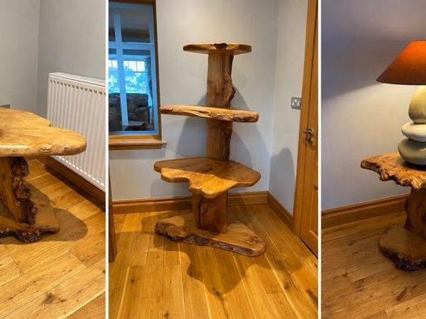 wooden table and lamp set - Main image