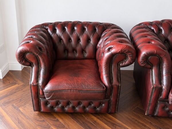 Pair of Chesterfield Oxblood Armchairs - Main image