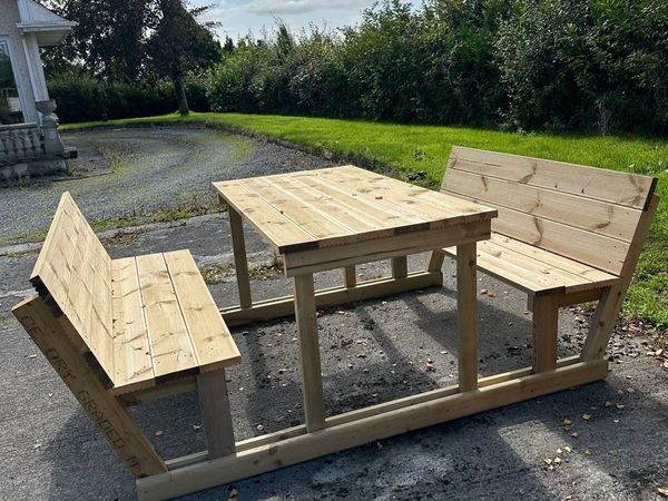 Handmade Picnic Table & Bench Set - Main image