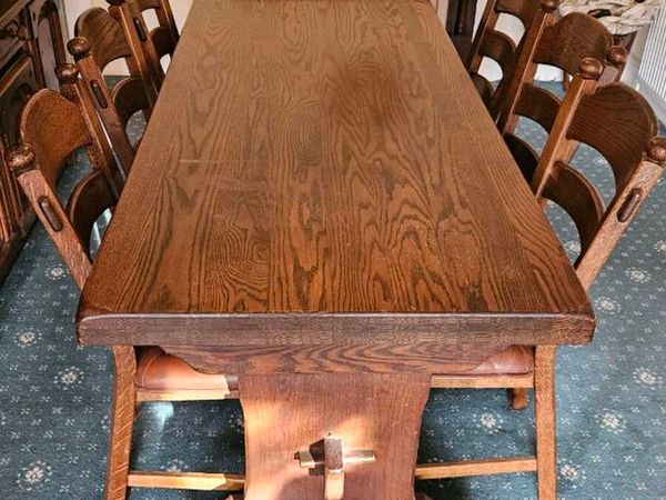 Hardwood dining table and six chairs - Main image