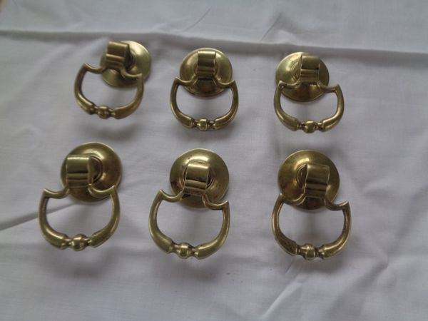 Vintage Brass Handles x 6 for Sale - Main image