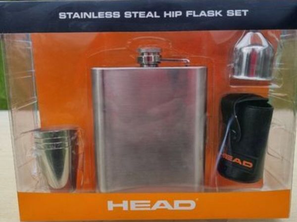 HEAD stainless steel hip flask set - Main image